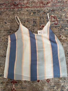 Style Rack Blue Peach White Striped Spaghetti Strap Camisole